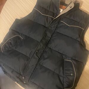 Men's Black Puffer Vest with cream trim- Outback Trading Co. Warm and Cozy